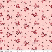 Cotton Print Pink Flower Toss Fabric 43/44"