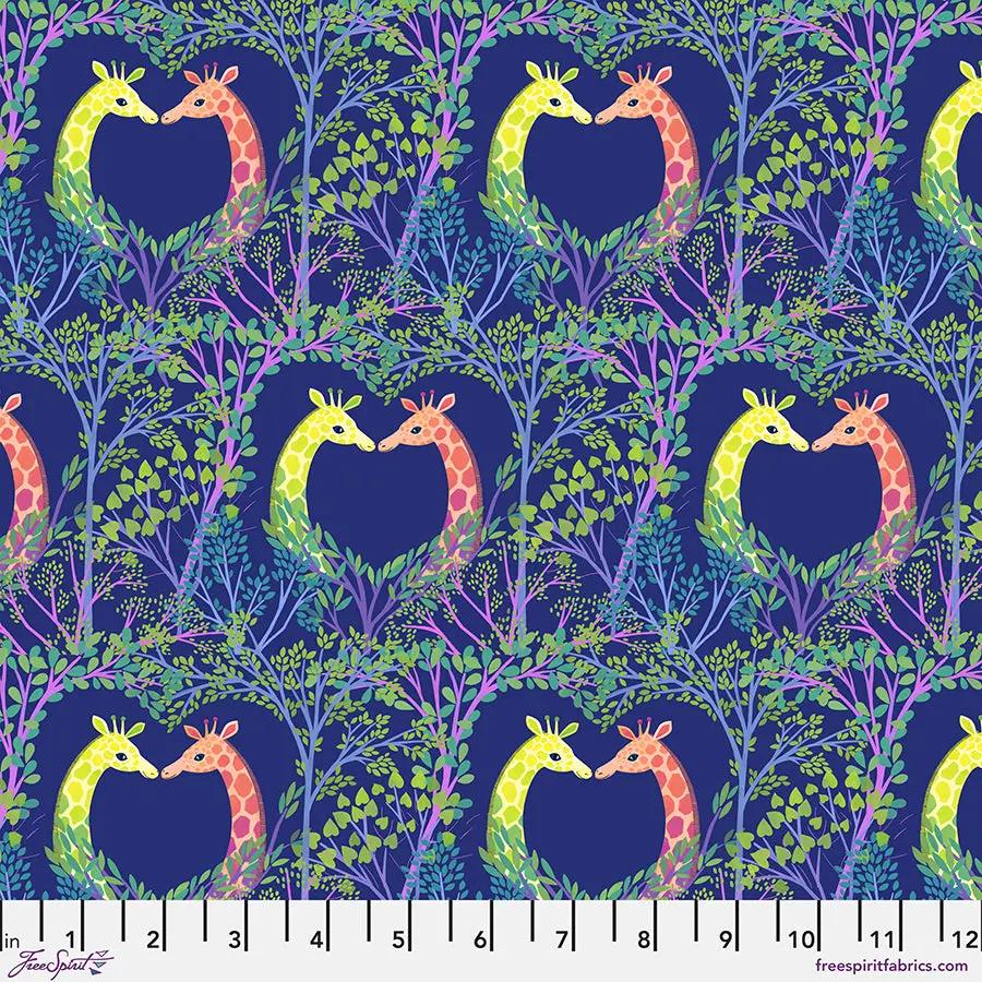 Cotton Print Love in the Trees Blue Fabric 44/45"