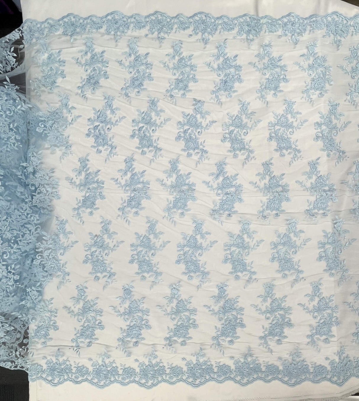 Corded Floral Lace Fabric Ivory