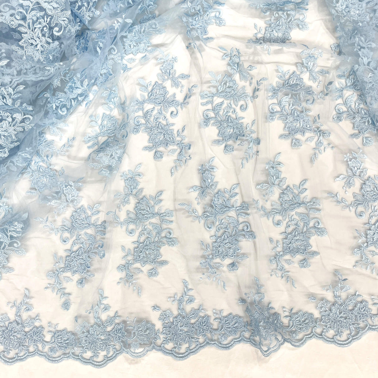 Corded Floral Lace Fabric Ivory
