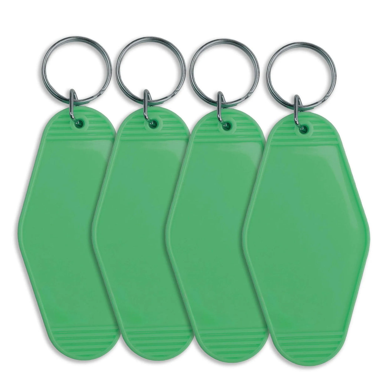 Retro Motel Keychain with Silver Ring - Light Green (4 per Set)