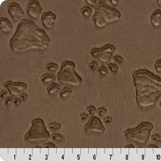 Minky Fabric Luxe Cuddle Paws Truffle 58-60"