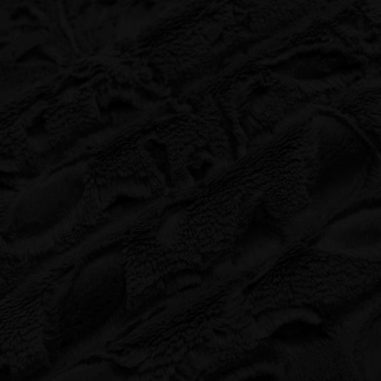Minky Plush Floral Cuddle Fabric Black 58-60"