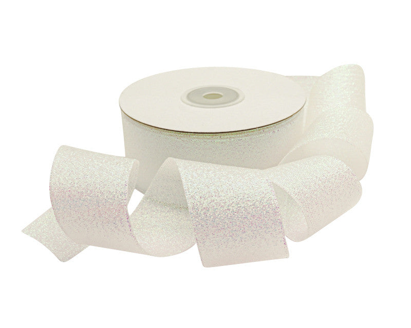 1.5" x 25 Yards Iridescent White Metallic Taffeta Gift Ribbon - Pack of 5 Rolls
