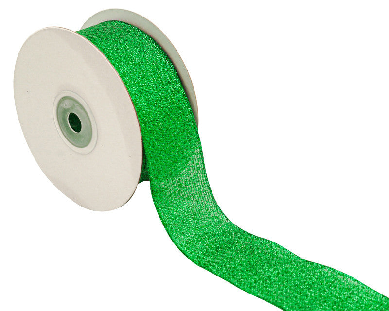 1.5" x 25 Yards Emerald Green Metallic Taffeta Gift Ribbon - Pack of 5 Rolls