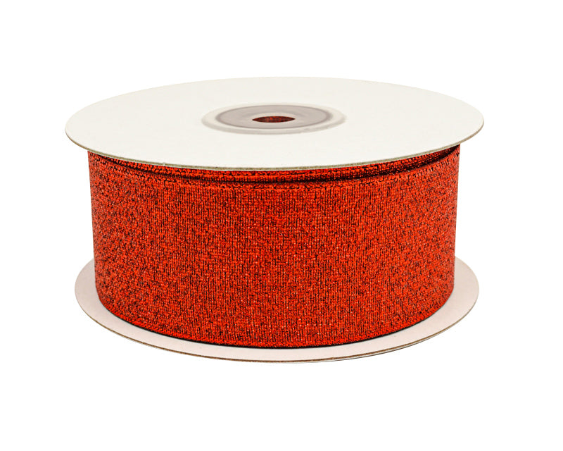 1.5" x 25 Yards Red Metallic Taffeta Gift Ribbon
