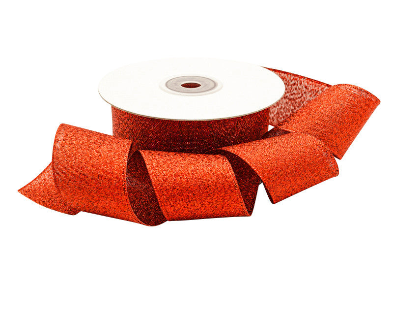1.5" x 25 Yards Red Metallic Taffeta Gift Ribbon - Pack of 5 Rolls