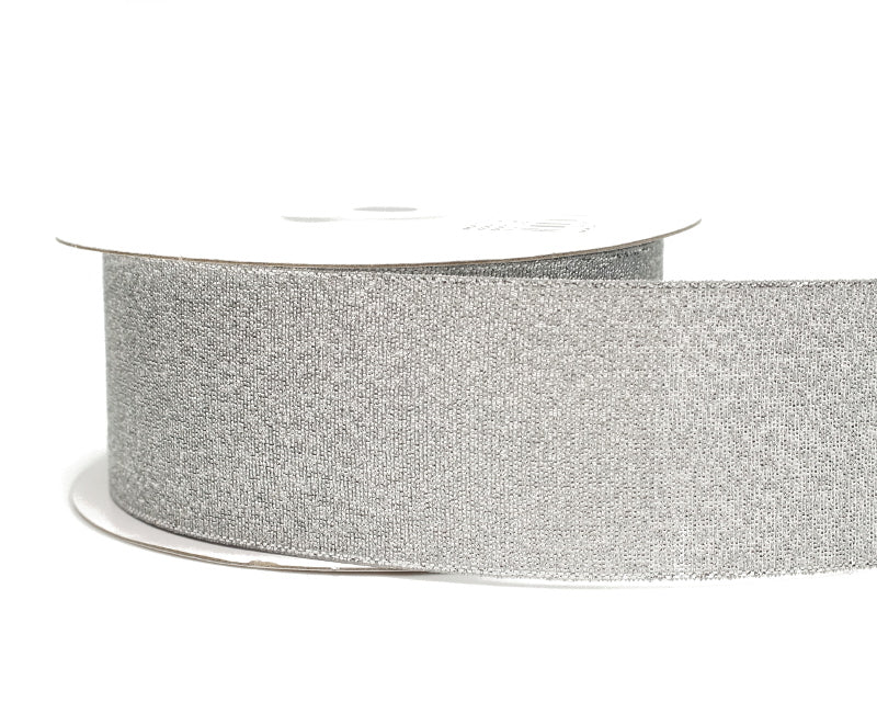 1.5" x 25 Yards Silver Metallic Taffeta Gift Ribbon