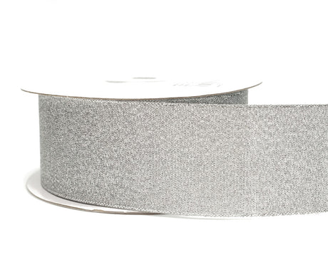 1.5" x 25 Yards Silver Metallic Taffeta Gift Ribbon