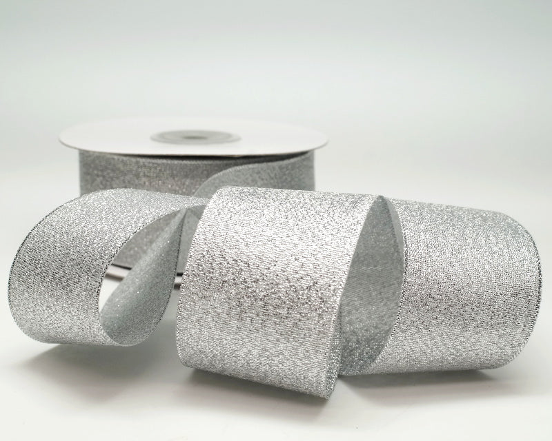 1.5" x 25 Yards Silver Metallic Taffeta Gift Ribbon