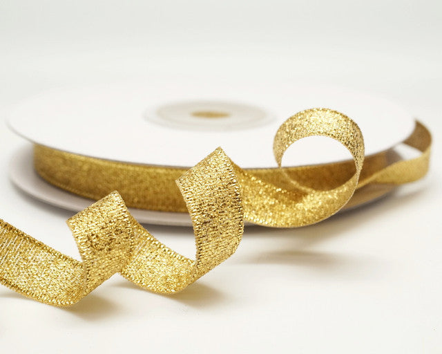 3/8" x 25 Yards Gold Metallic Taffeta Gift Ribbon