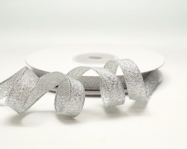 3/8" x 25 Yards Silver Metallic Taffeta Gift Ribbon