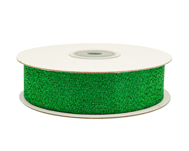 7/8" x 25 Yards Emerald Green Metallic Taffeta Gift Ribbon