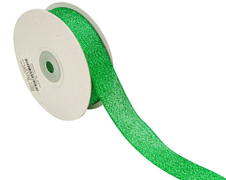 7/8" x 25 Yards Emerald Green Metallic Taffeta Gift Ribbon
