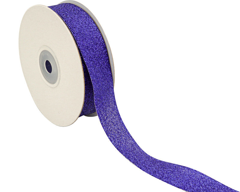 7/8" x 25 Yards Royal Blue Metallic Taffeta Gift Ribbon - Pack of 7 Rolls