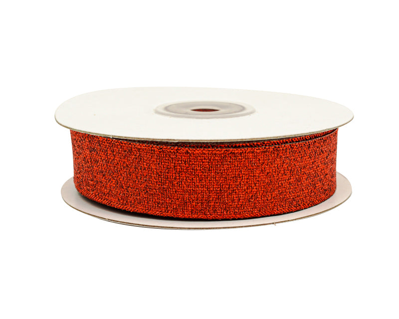 7/8" x 25 Yards Red Metallic Taffeta Gift Ribbon