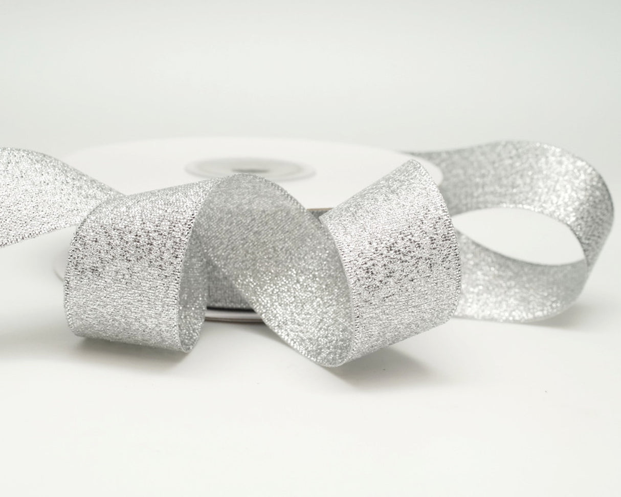 7/8" x 25 Yards Silver Metallic Taffeta Gift Ribbon