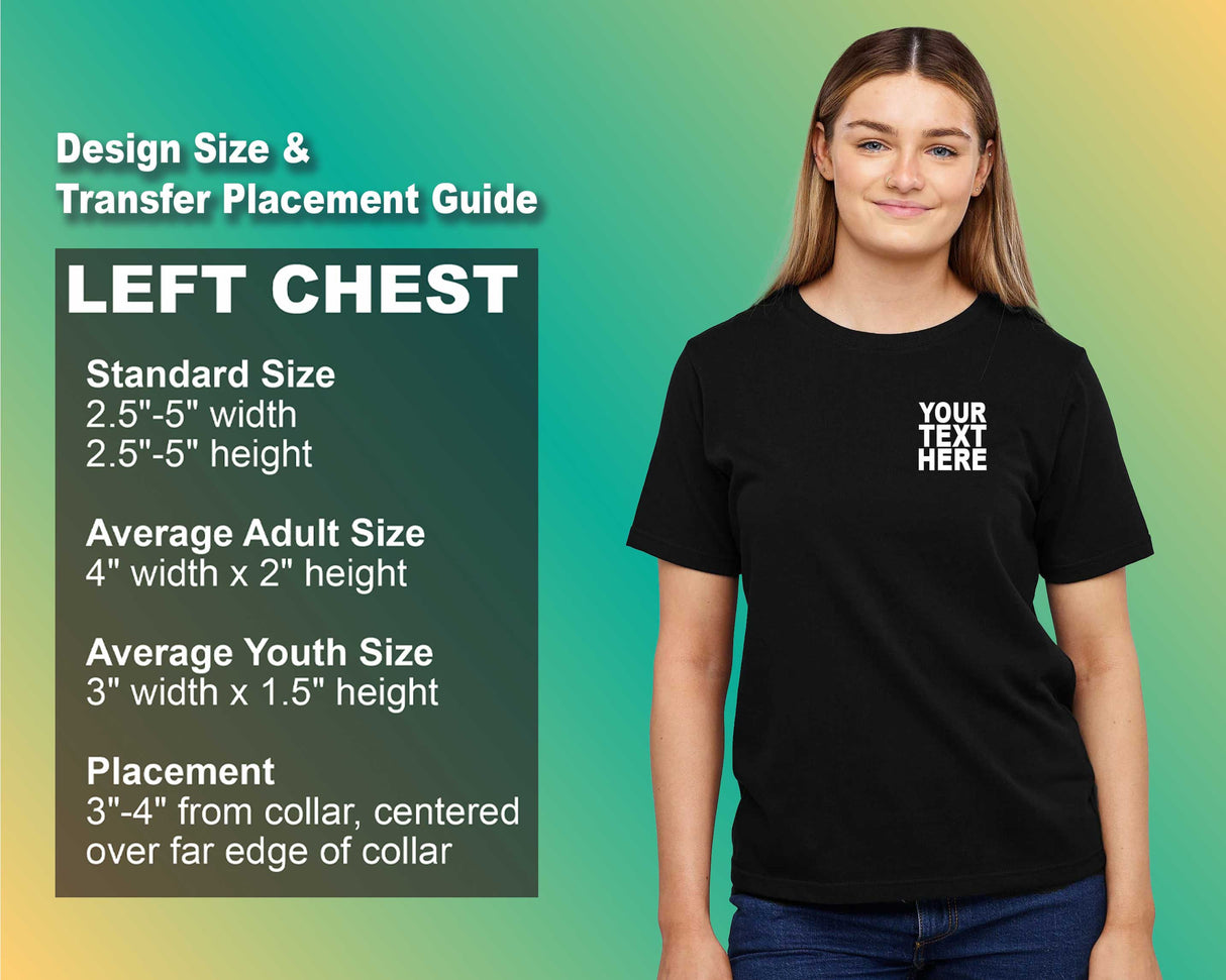 Pack: 12 Fast Customizable T-Shirts – Add Your Own Design, Logo, or Photo (Left Chest - Black)