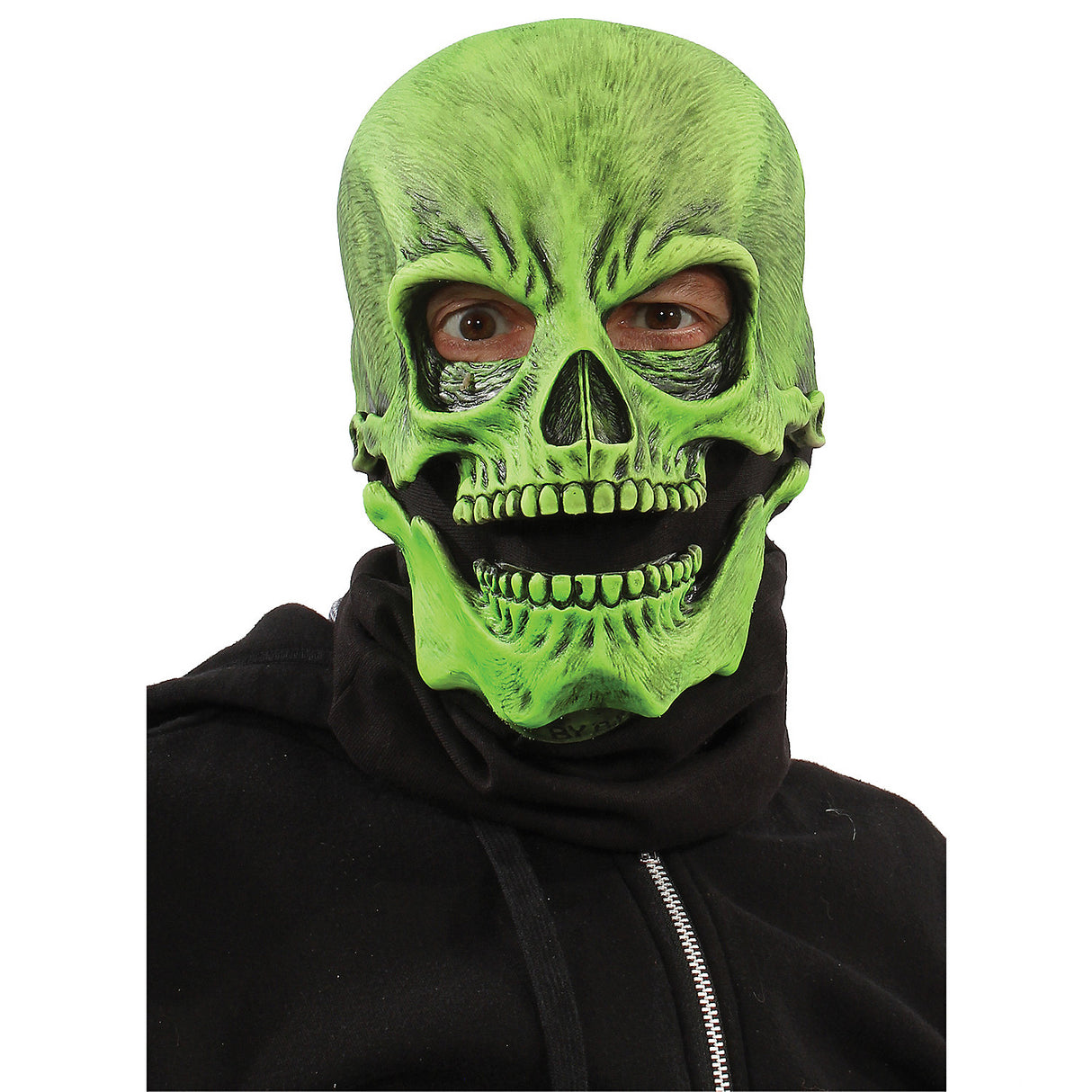 Spooky UV Green Sock Skull Mask for Halloween Costume Parties and Haunted Houses
