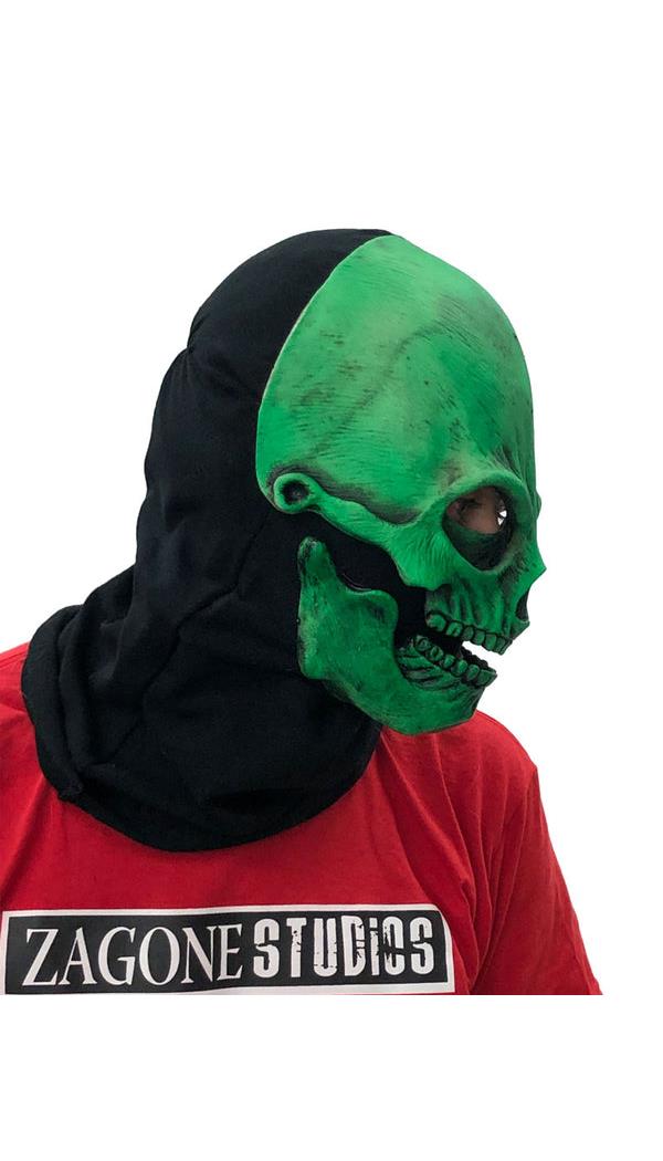 Spooky UV Green Sock Skull Mask for Halloween Costume Parties and Haunted Houses
