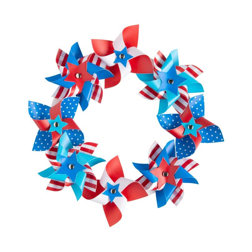 Patriotic Plastic Pinwheel Wreath