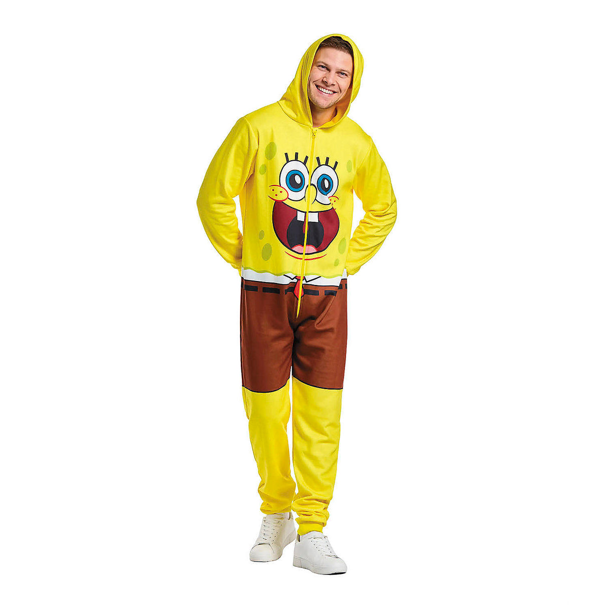 Cozy Adults SpongeBob SquarePants Hooded Onesie Costume for Halloween Theme Parties and Comfortable Wear