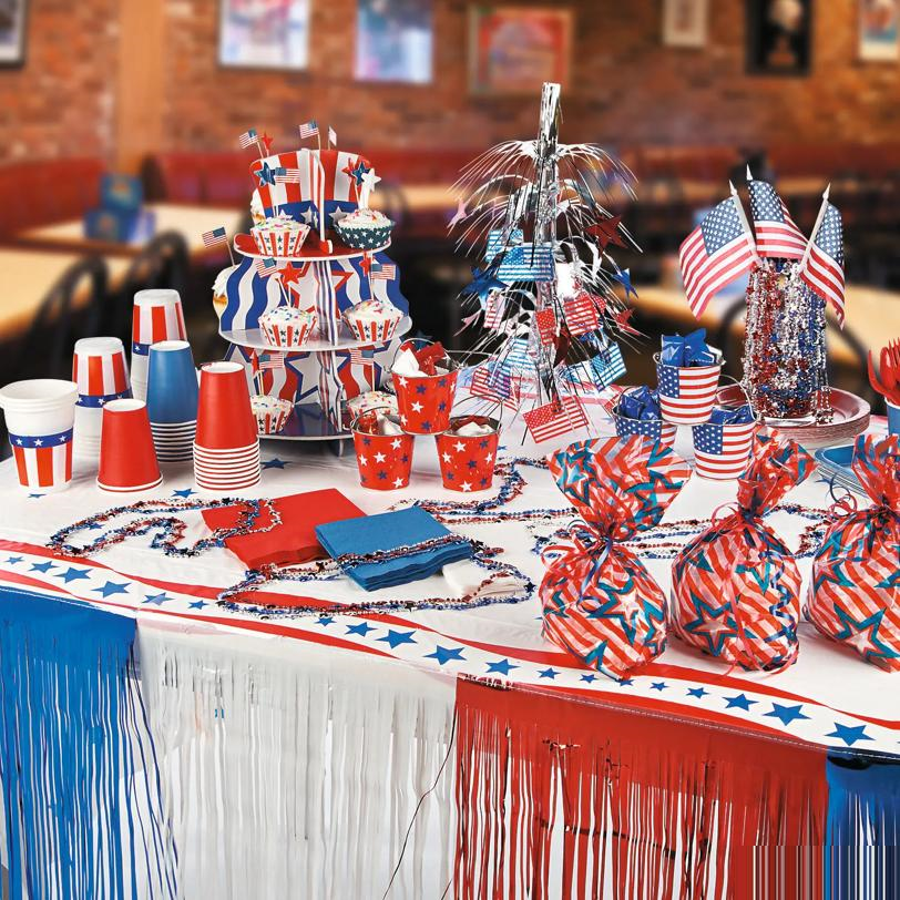 24 Ft. x 15" Red, White & Blue Patriotic Fringe Foil Banner