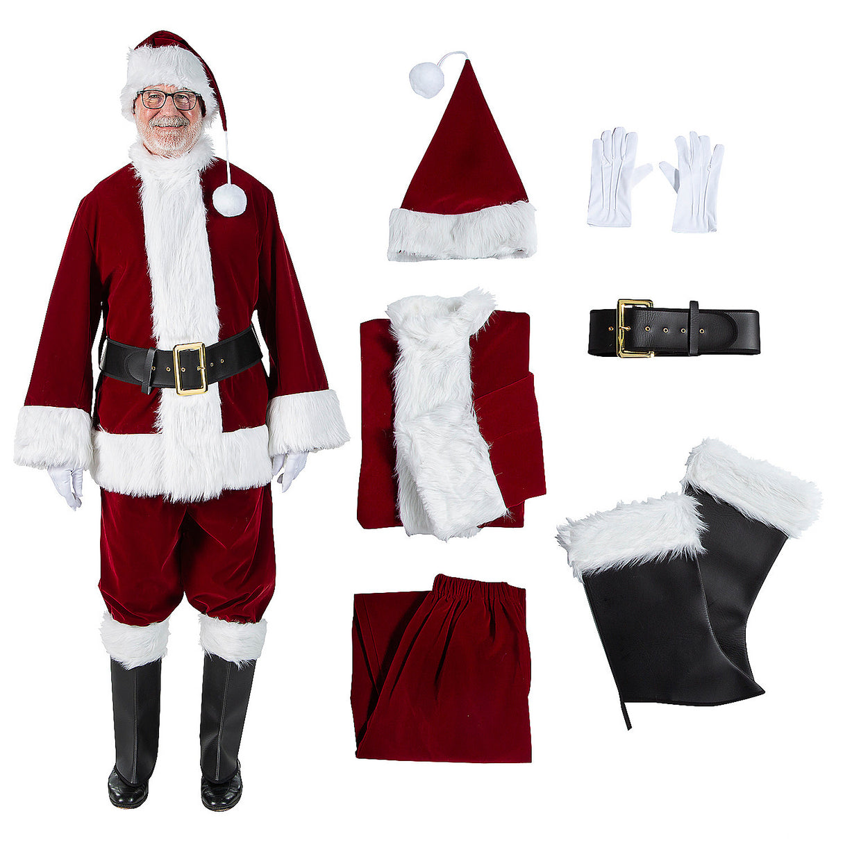 Exquisite Burgundy Velvet Santa Suit for Holiday Parties Christmas Events and Family Gatherings