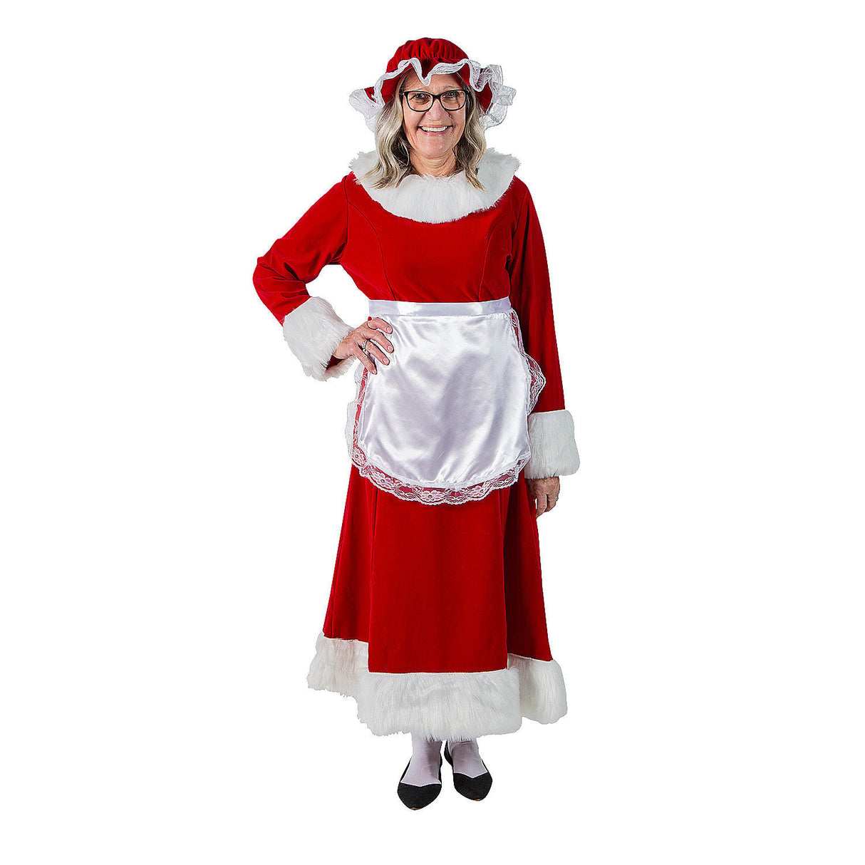 Elegant Regal Red Velvet Mrs Claus Costume for Christmas Parties Holiday Celebrations and Festive Events