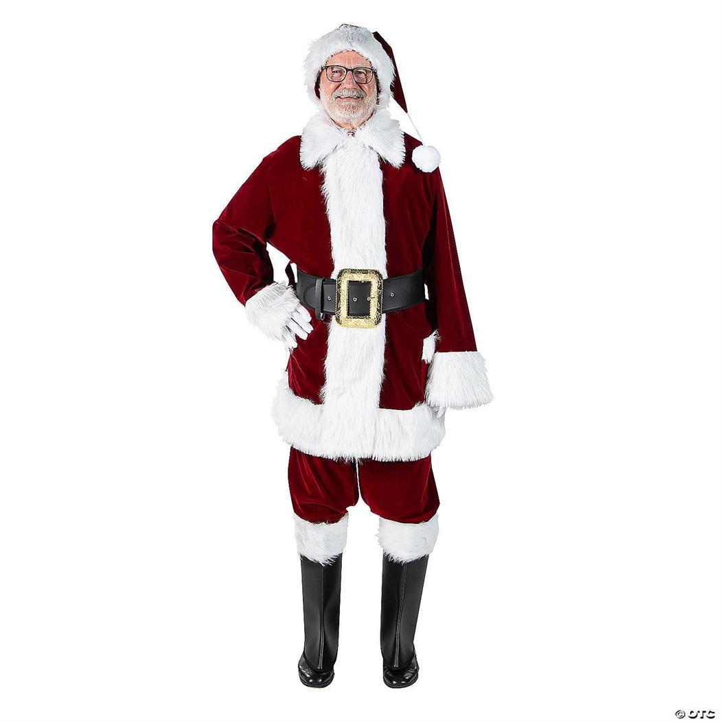 Luxurious Burgundy Velvet Santa Suit with Overalls for Holiday Festivities and Christmas Celebrations