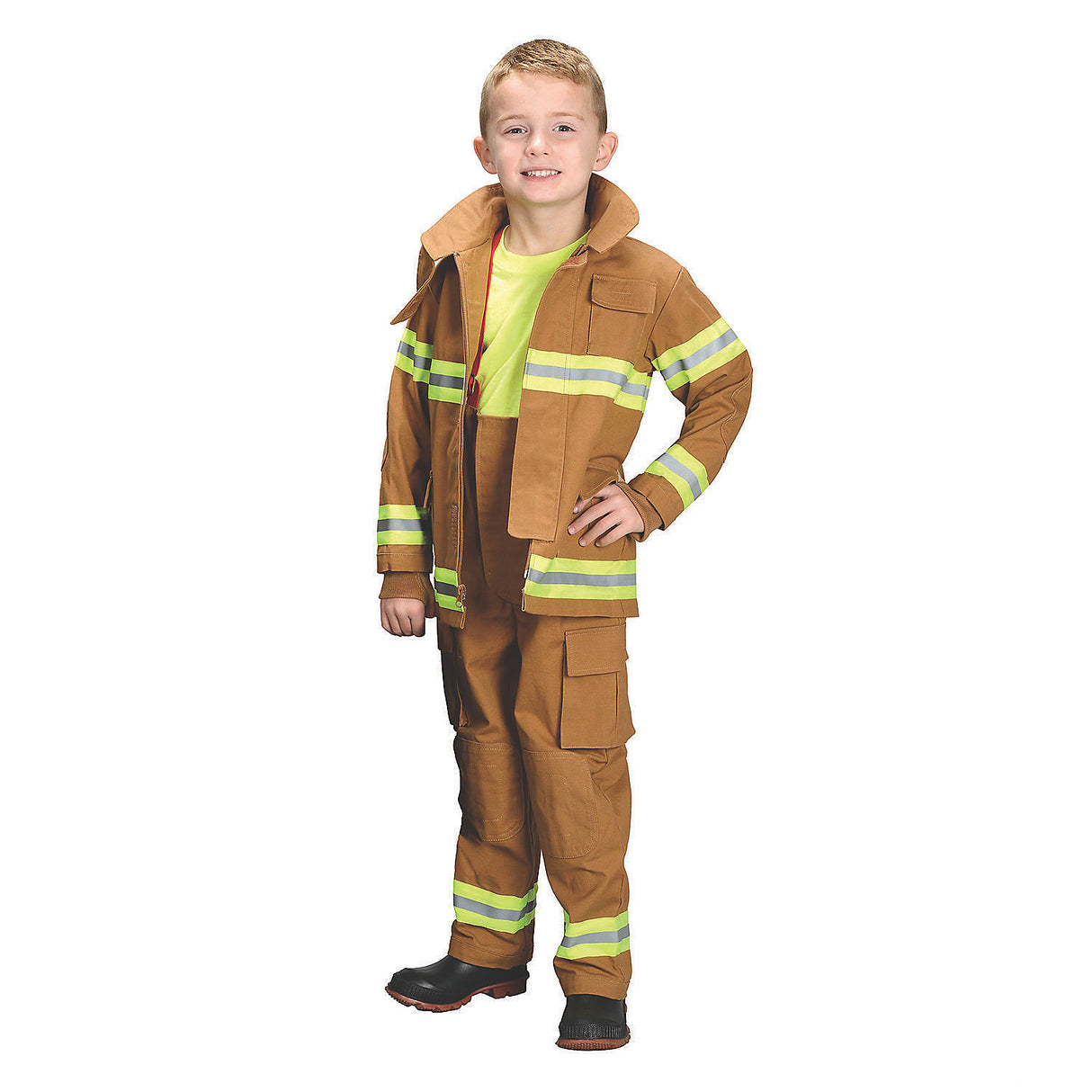 Authentic Unisex Fire Fighter Costume for Kids Halloween Parties and Dress Up Play