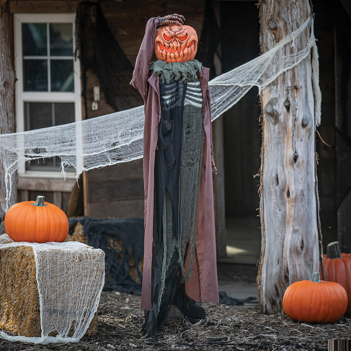 Standing Animated Ghoulish Scarecrow Halloween Decoration 6 Ft.