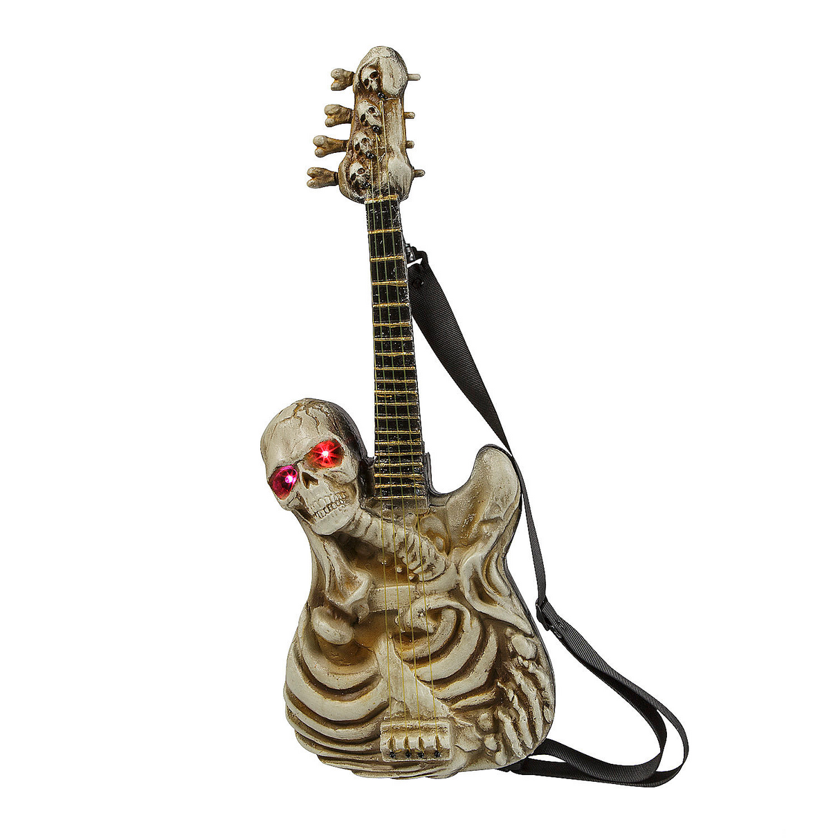 Light-Up Ukulele-Shaped Plastic Skeleton Halloween Decoration, 2 Ft.