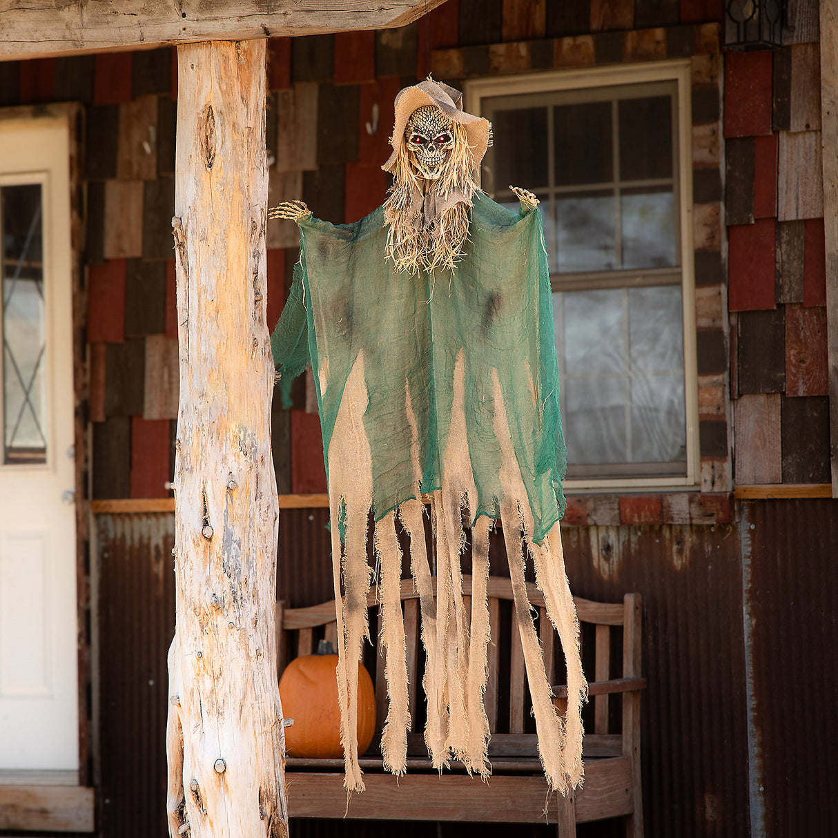 Creepy Hanging Animated Skeleton Witch Decoration for Halloween Parties and Haunted House Displays