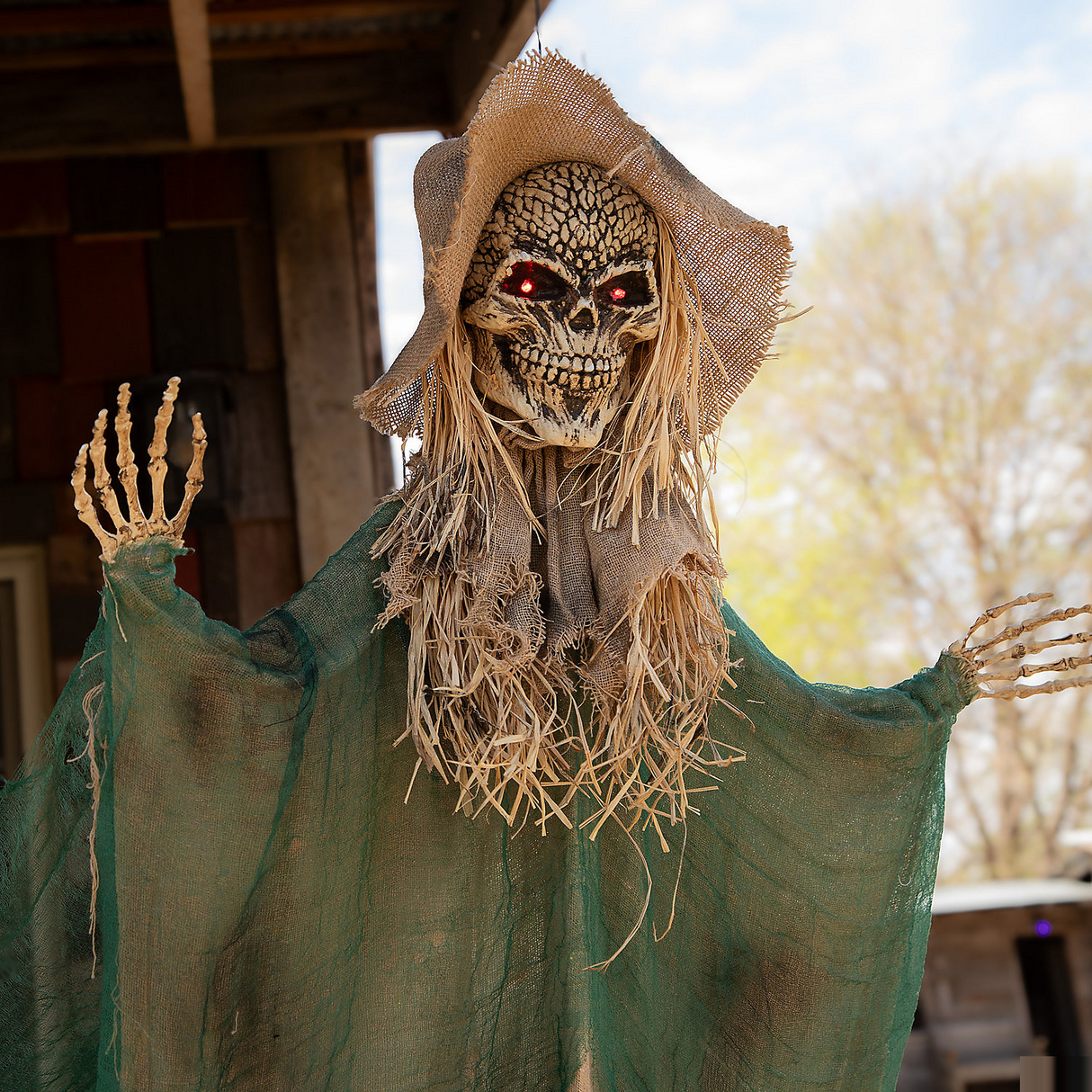 Hanging Animated Skeleton Witch Halloween Decoration 66"