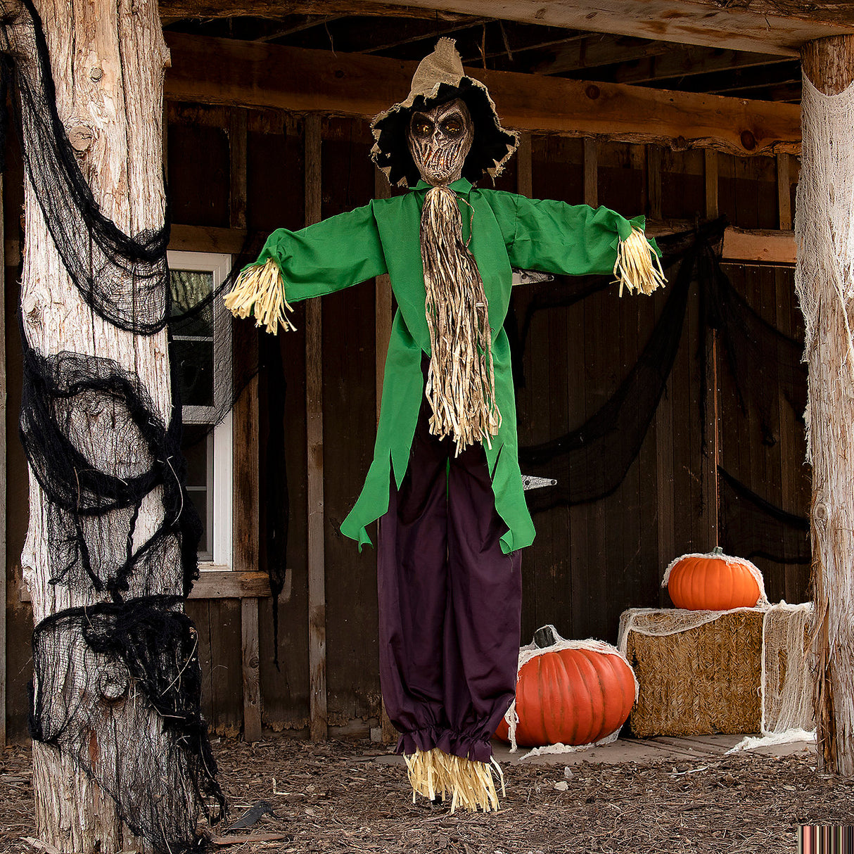 Light-Up Animated Scarecrow Halloween Decoration for Spooky Parties Haunted Houses and Festive Displays