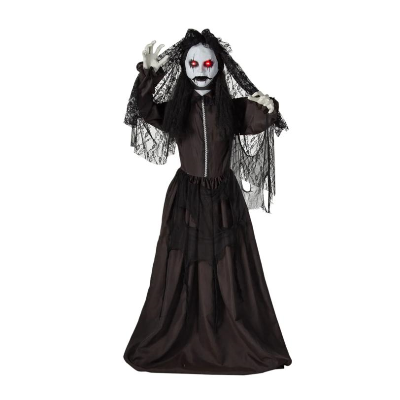 Standing Jaw Dropping Bride with Black Dress Halloween Decoration 66"