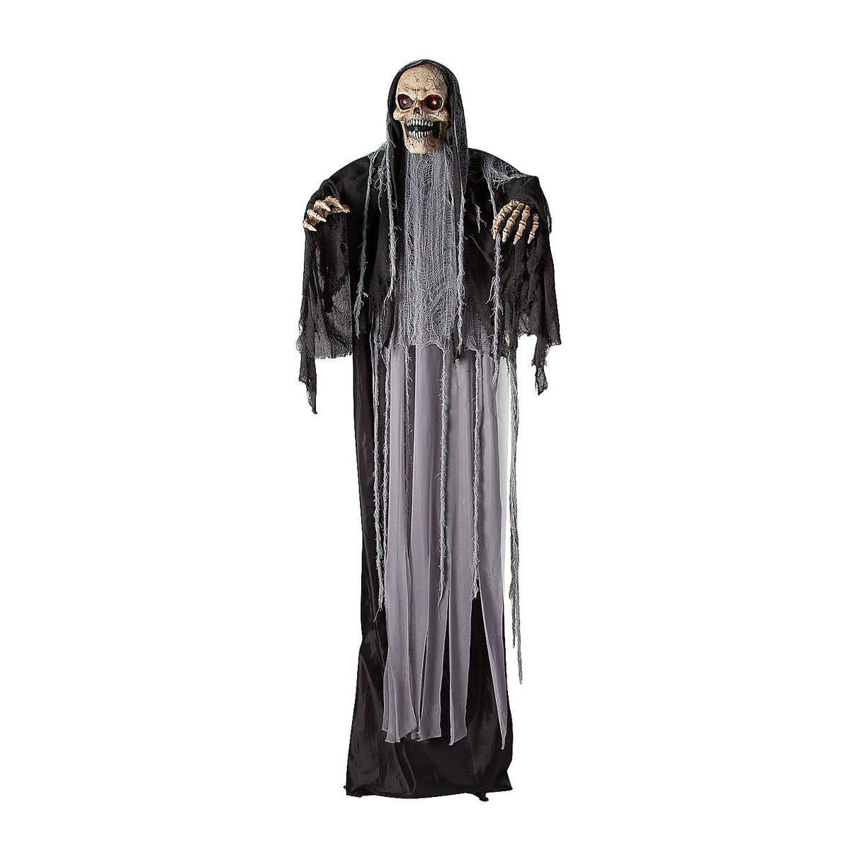 Standing Up & Down Black & Gray Skeleton Reaper Halloween Decoration, 6 Ft.