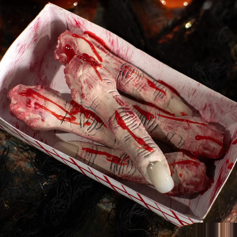 Food Tray of Fingers Plastic Halloween Decoration 6 1/4 x 2 1/2