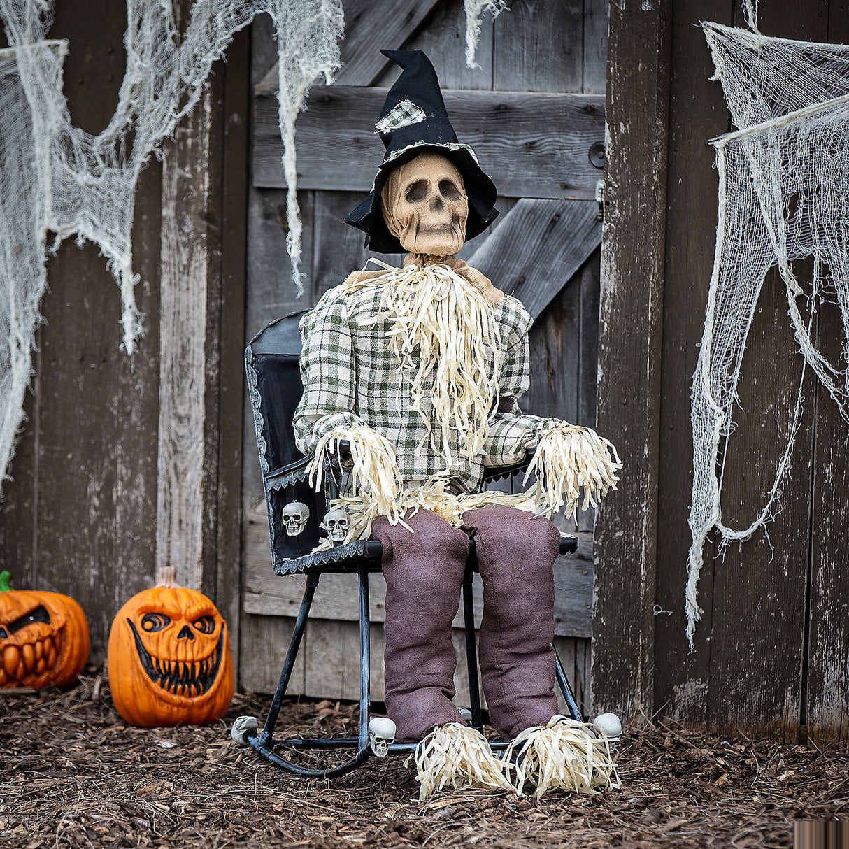 Animated Scarecrow Halloween Decoration for Spooky Porch and Haunted House Displays