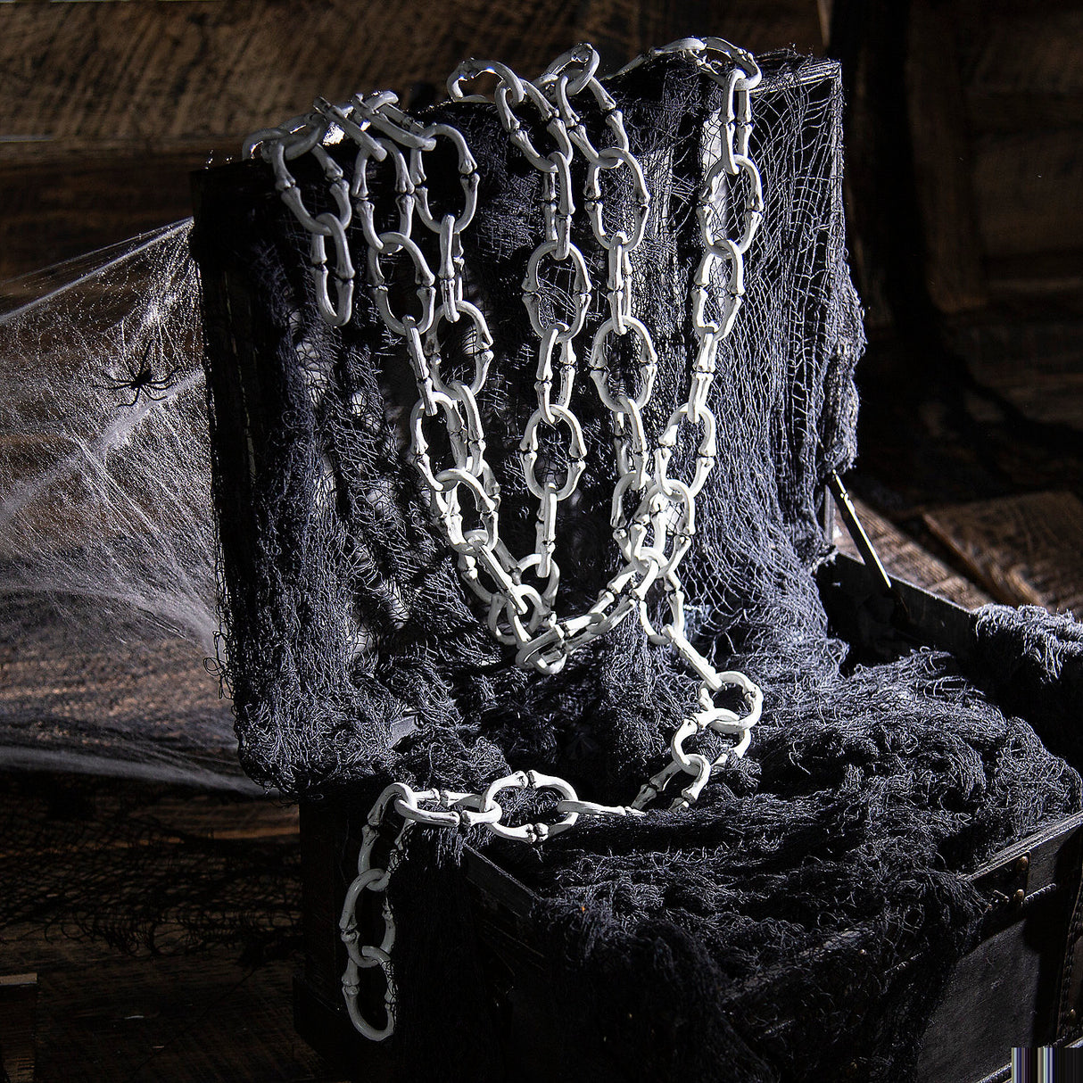 Spooky Grey Plastic Bone Link Chain for Halloween Decorations Parties and Haunted House Displays