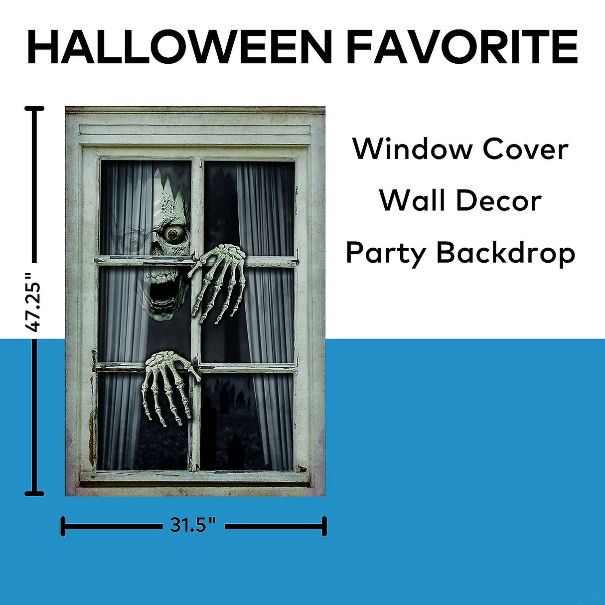 Skull & Hands Window Frame Halloween Prop