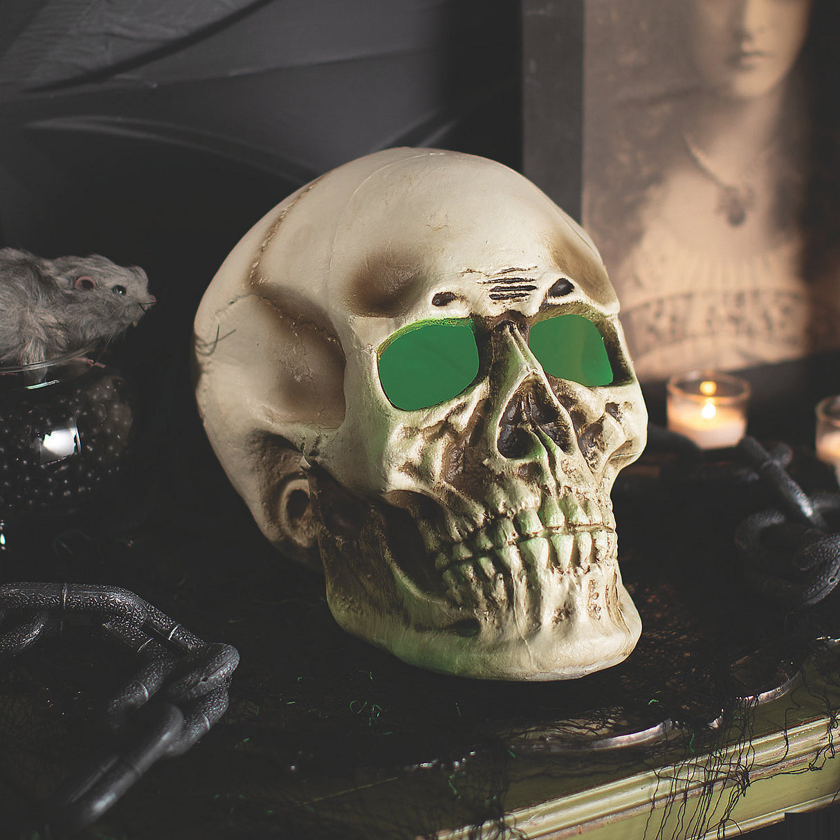 Giant Light-Up Skull Halloween Decoration for Spooky Parties and Haunting Home Decor