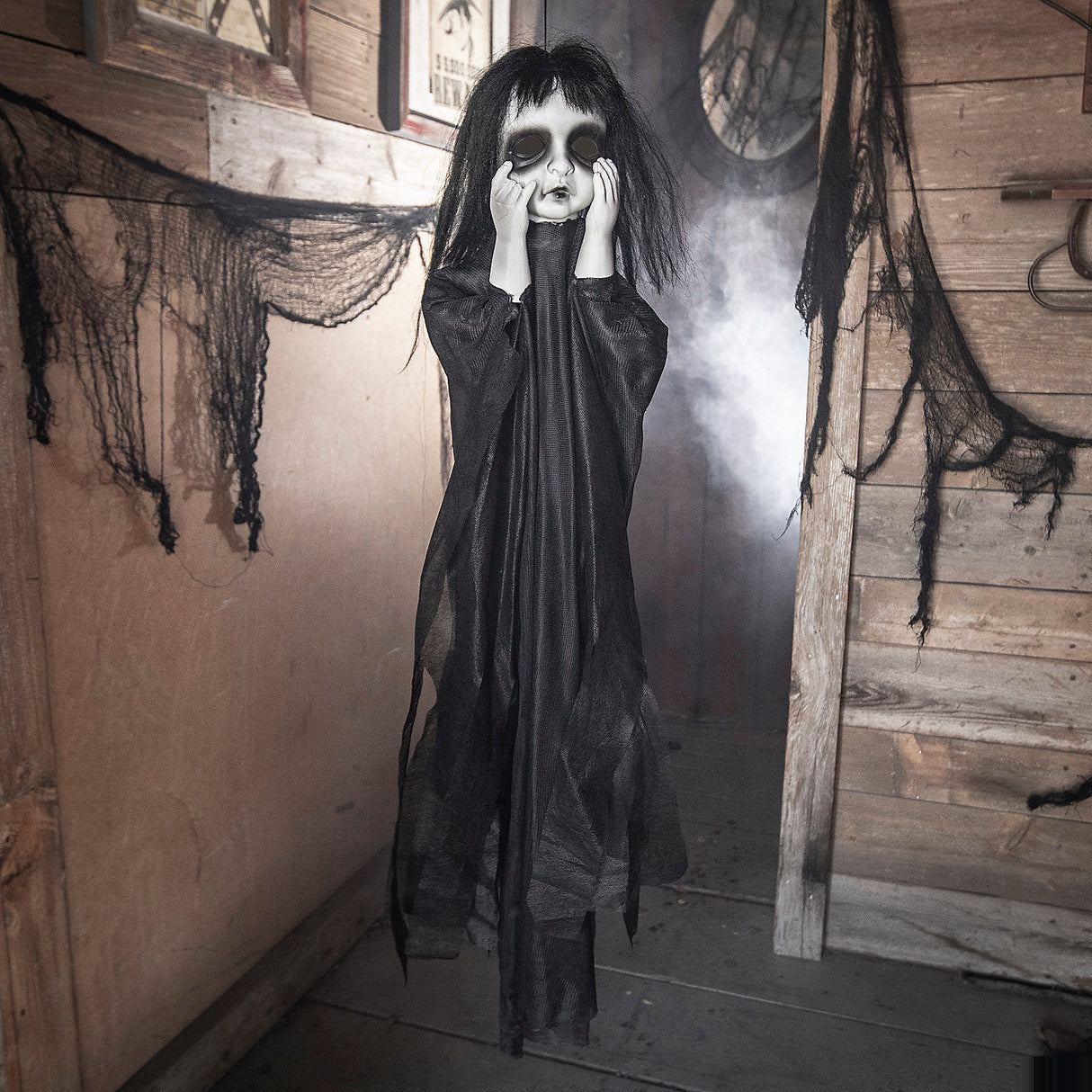 Hanging Spooky Undead Girl Halloween Decoration for Outdoor Displays Haunted Houses and Halloween Parties