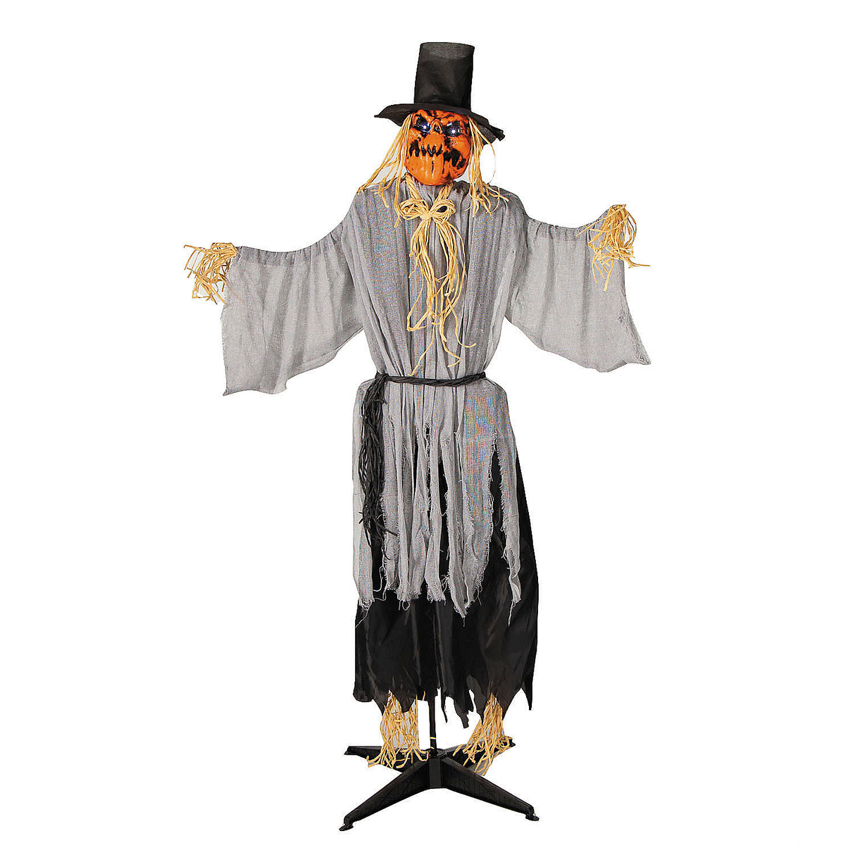 68 3/4" Animated Head Turning Pumpkin Scarecrow Halloween Decoration