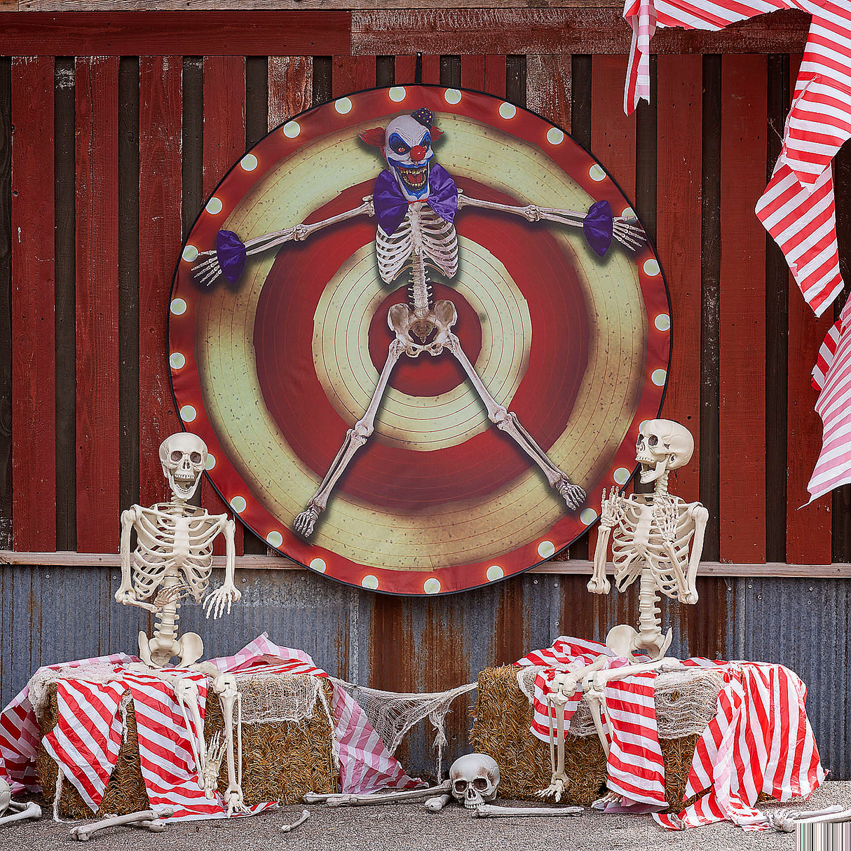 Clown Skeleton Target Ready-to-Hang Halloween Decoration 62 3/4"