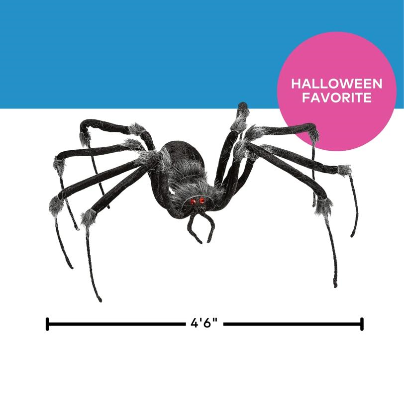 Poseable Hairy Joints Black Wolf Spider Halloween Decoration 55"