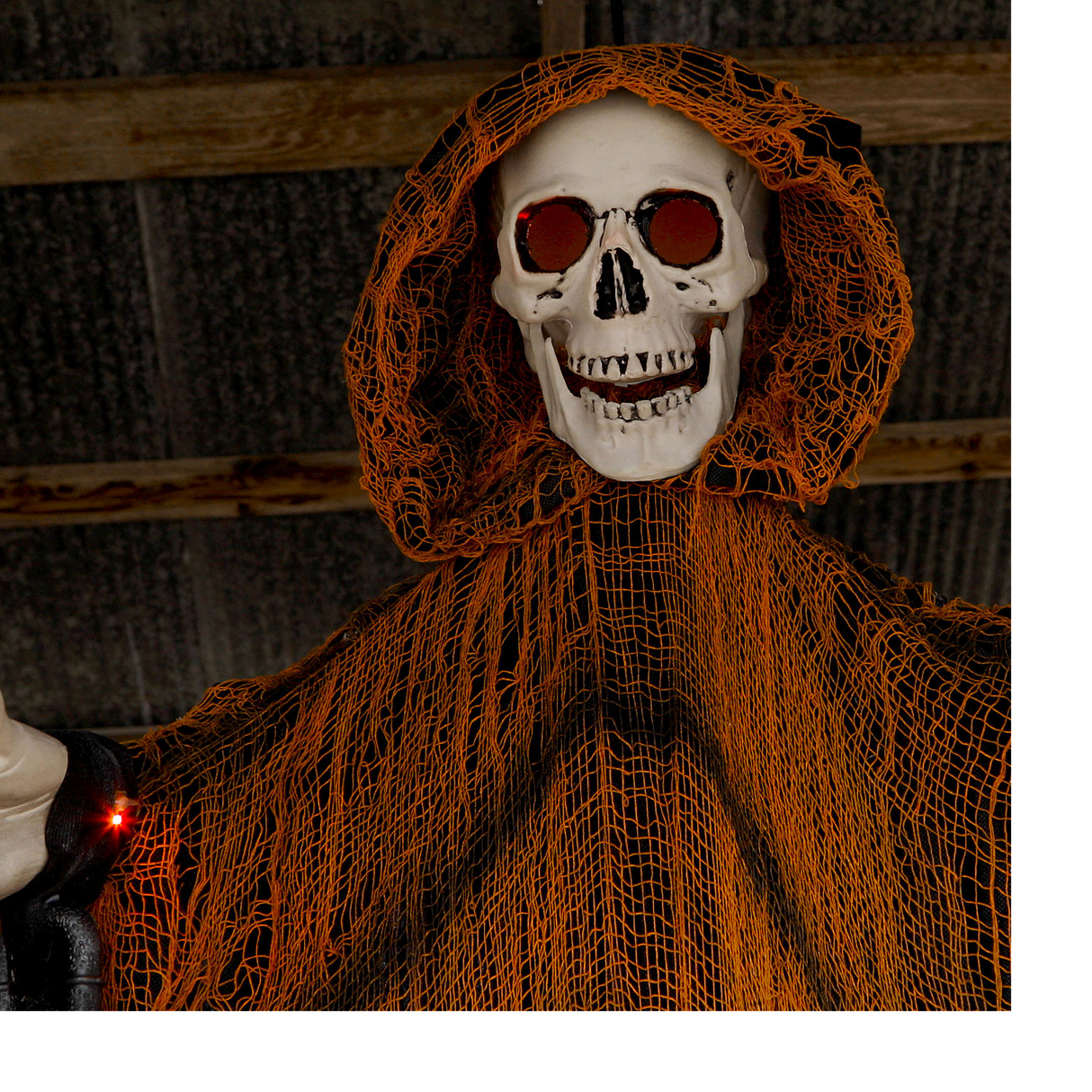 Light-Up Skeletal Reaper in Orange Robes Halloween Hanging Decoration 6 Ft.