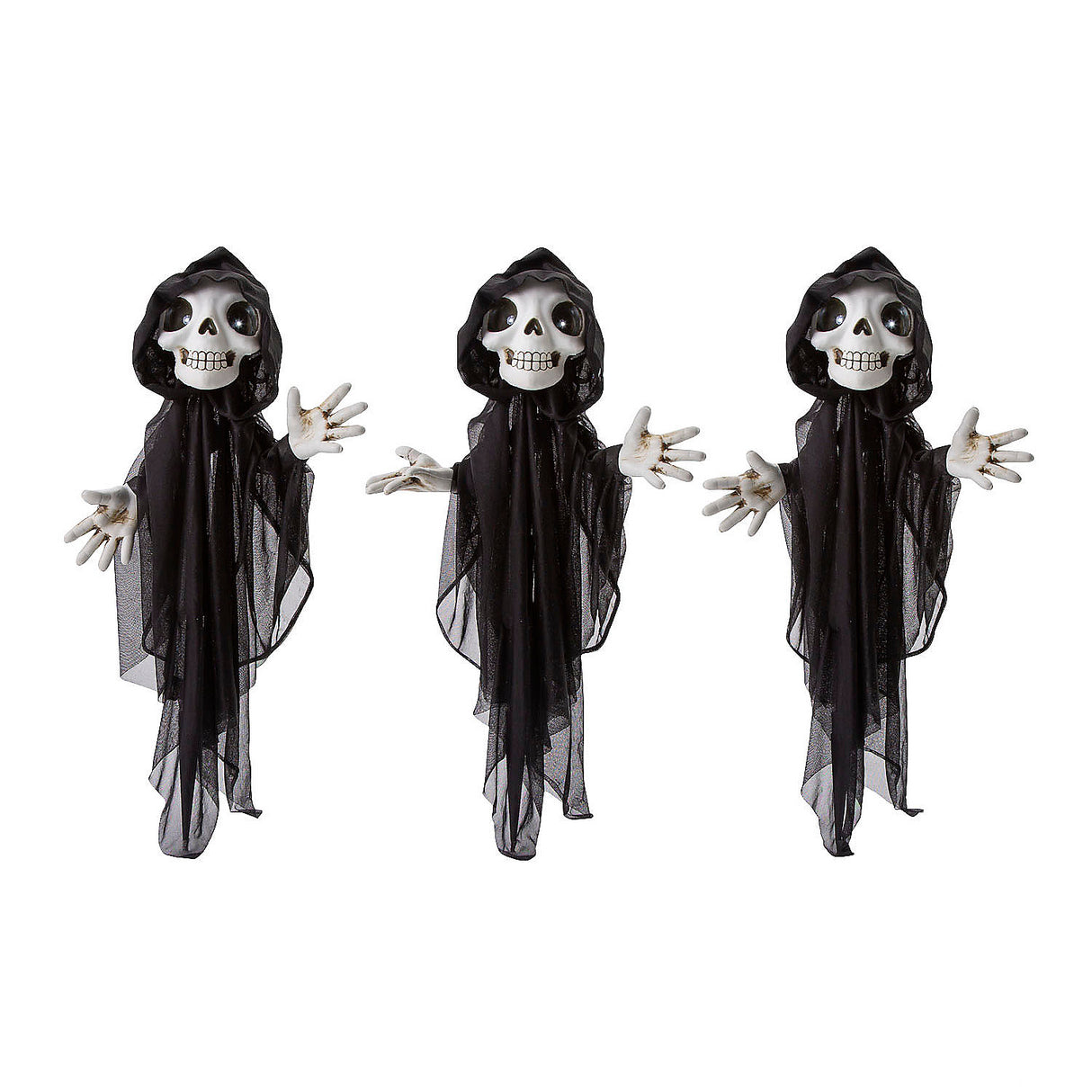 Fun Light-Up Eyes Yard Stake Grinning Reapers Set for Halloween Outdoor Decoration and Trick-or-Treating