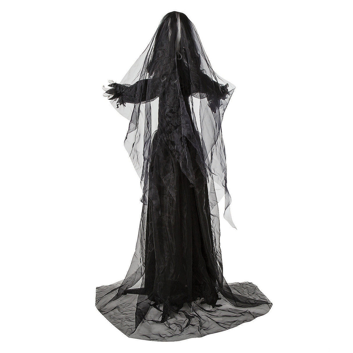 5 Ft. 6" Standing Animated Bride with Black Dress Halloween Decoration